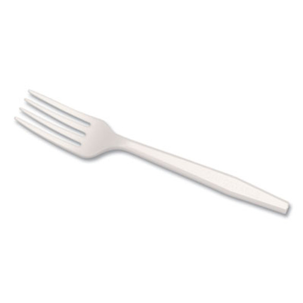 Cpla Cutlery, Heavyweight Fork, Plastic, White, 1,000/Carton