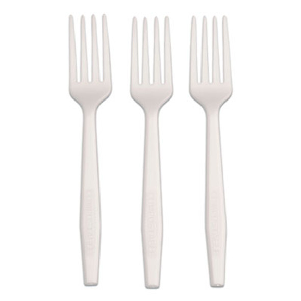 Cpla Cutlery, Heavyweight Fork, Plastic, White, 1,000/Carton