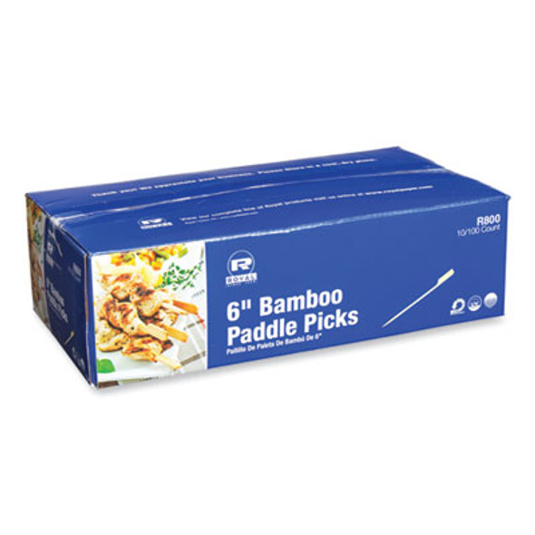 Bamboo Paddle Picks, 6", Natural, 1,000/Carton