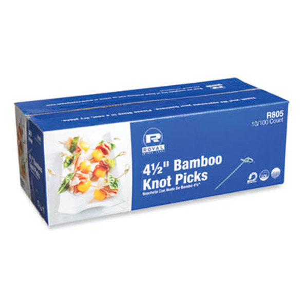Knotted Bamboo Pick, Paper, 4.5", Natural, 100/Pack, 10 Packs/Carton