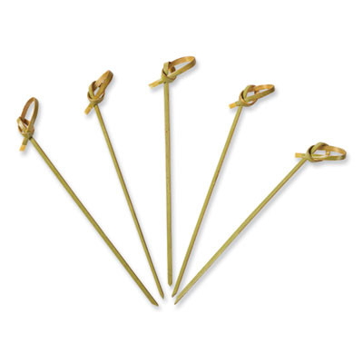 Knotted Bamboo Pick, Paper, 4.5", Natural, 100/Pack, 10 Packs/Carton