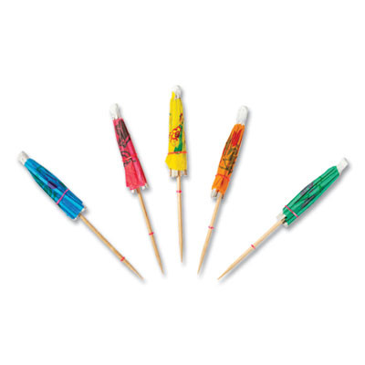 Cocktail Parasols, 3", Assorted, 144/Box, 50 Boxes/Carton
