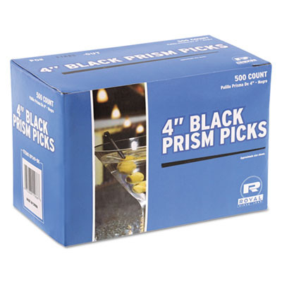 Prism Picks, Plastic, 4", Black, 500/Box, 5 Boxes/Carton