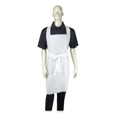 Heavyweight Poly Aprons, 28 x 46, 1.77 Mil, One Size Fits All, White, 500/Carton
