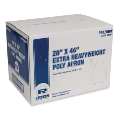Heavyweight Poly Aprons, 28 x 46, 1.77 Mil, One Size Fits Most, White, 500/Carton
