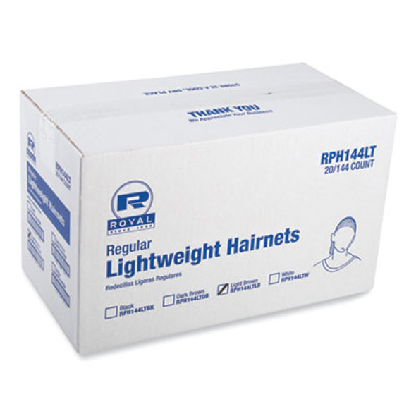 Lightweight Latex-Free Hairnets, Nylon, 24", Light Brown, 144/Box, 20 Boxes/Carton