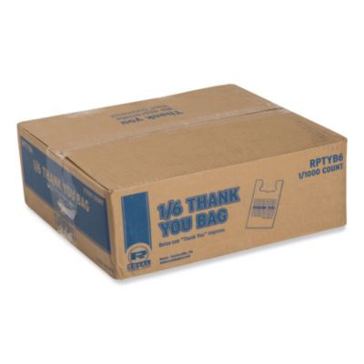 Thank You Bags, Thank You - Have a Nice Day Labeling, Cut-Out Handles, 11.5" x 6.5" x 21", White/Red, 1,000/Carton