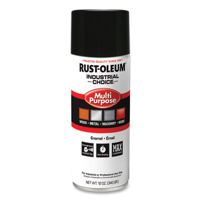 Industrial Choice 1600 System Multi-Purpose Enamel Spray Paint, Gloss Black, 12 Oz Aerosol Can, 6/Carton