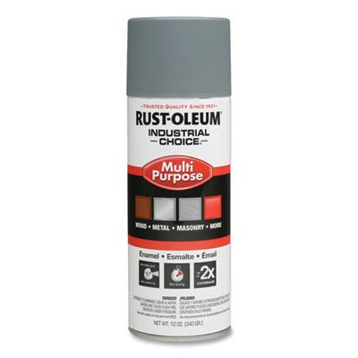 Industrial Choice 1600 System Multi-Purpose Enamel Spray Paint, Flat Gray, 12 Oz Aerosol Can, 6/Carton