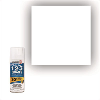 Bulls Eye 1-2-3 Primer Spray, Interior/Exterior, Flat White, 13 Oz Aerosol Can, 6/Carton