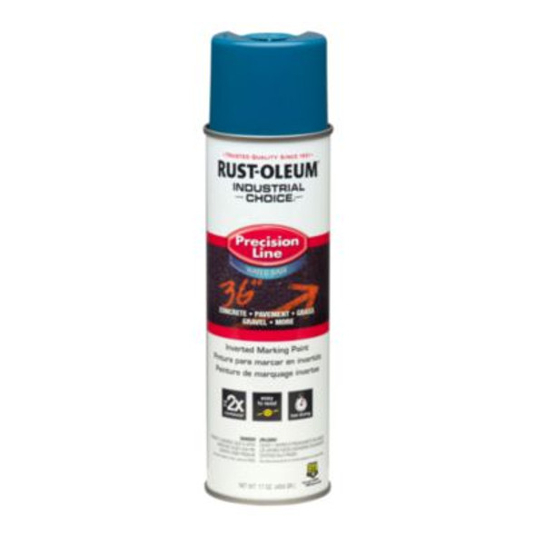 Industrial Choice M1800 System Water-Based Precision Line Marking Paint, Flat Apwa Caution Blue, 17 Oz Aerosol Can, 12/Carton