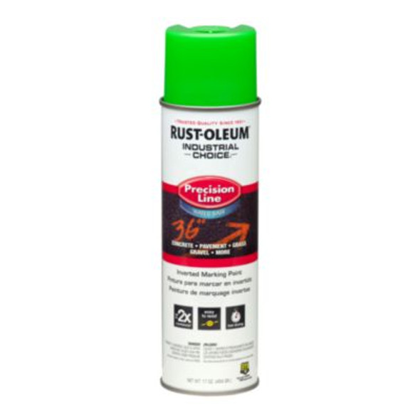 Industrial Choice Precision Line Marking Paint, Fluorescent Green, 17 Oz Aerosol Can, 12/Carton