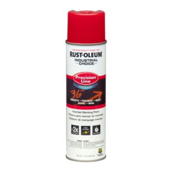 Industrial Choice M1800 System Water-Based Precision Line Marking Paint, Flat Safety Red, 17 Oz Aerosol Can, 12/Carton