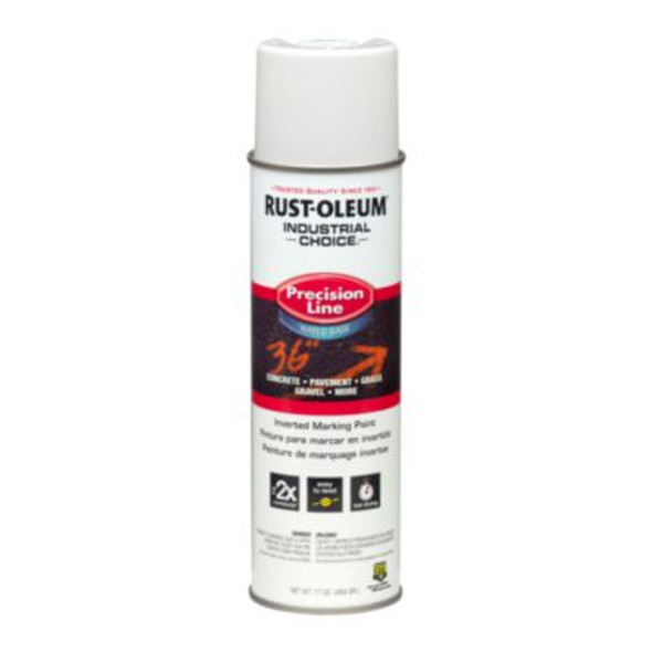 Industrial Choice M1800 System Water-Based Precision Line Marking Paint, Flat White, 17 Oz Aerosol Can, 12/Carton