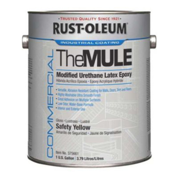 Commercial The Mule (Modified Urethane Latex Epoxy), Interior/Exterior, Gloss Safety Yellow, 1 Gal Bucket/Pail, 2/Carton