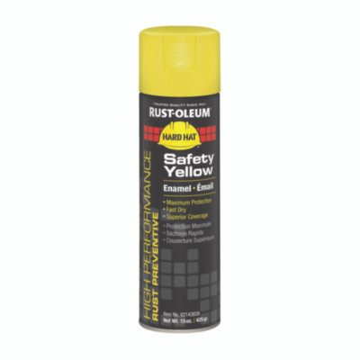 Hard Hat High Performance V2100 System Rust Preventive Enamel Spray Paint, Gloss Safety Yellow, 15 Oz Aerosol Can, 6/Carton