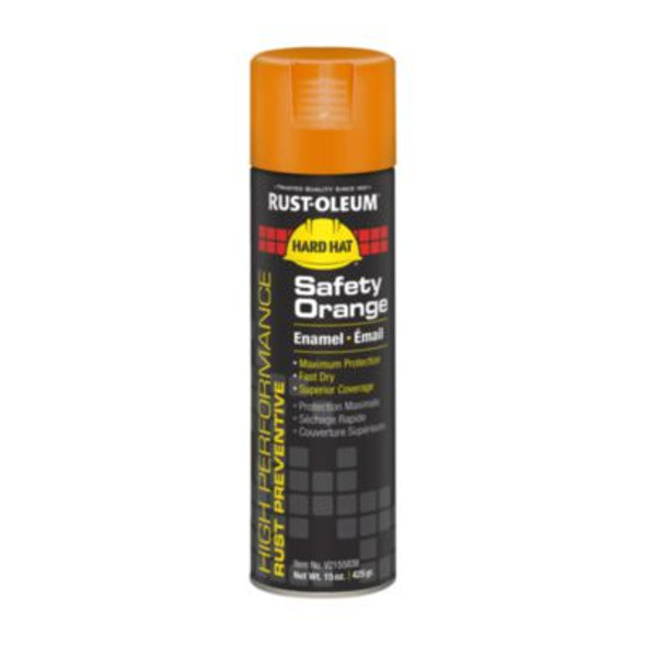 Hard Hat High Performance V2100 System Rust Preventive Enamel Spray Paint, Gloss Safety Orange, 15 Oz Aerosol Can, 6/Carton