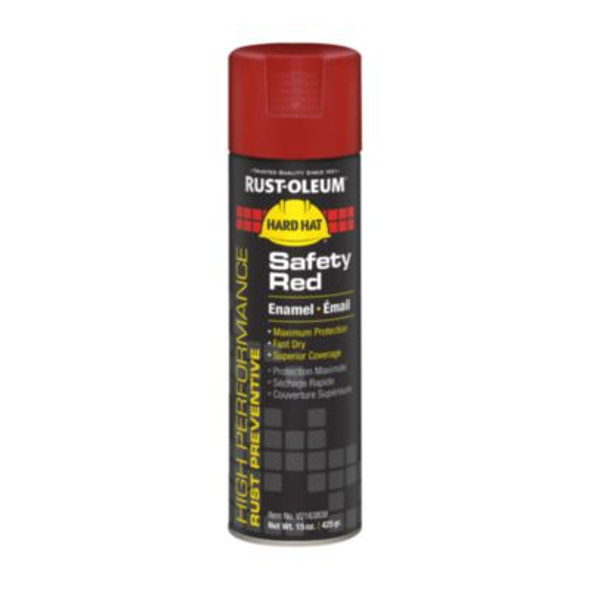 Hard Hat High Performance V2100 System Rust Preventive Enamel Spray Paint, Flat Safety Red, 15 Oz Aerosol Can, 6/Carton