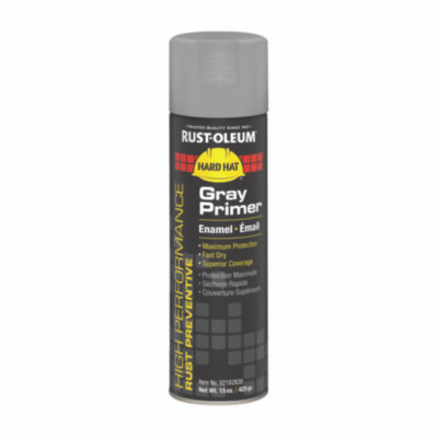 Hard Hat High Performance V2100 System Rust Preventive Enamel Spray Primer, Flat Gray, 15 Oz Aerosol Can, 6/Carton