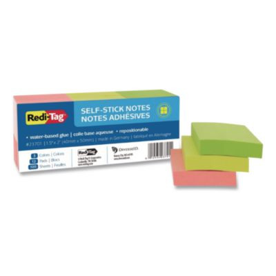 Self-Stick Notes, 1.5" x 2", Assorted Neon Colors, 100 Sheets/Pad, 12 Pads/Pack