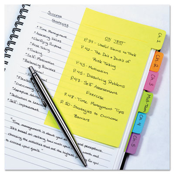 Index Sticky Notes, 6-Tab Sets, Note Ruled, 4" x 6", Assorted Colors, 60 Sheets/Set, 2 Sets/Pack