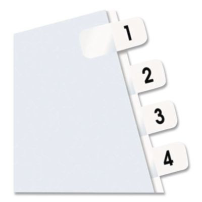 Legal Index Tabs, Preprinted Numeric: 1 To 10, 1/12-Cut, White, 0.44" Wide, 104/Pack