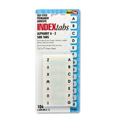 Legal Index Tabs, Preprinted Alpha: A To Z, 1/12-Cut, White, 0.44" Wide, 104/Pack