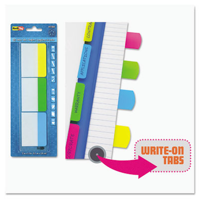 Write-On Index Tabs, 1/5-Cut, Assorted Colors, 2" Wide, 48/Pack