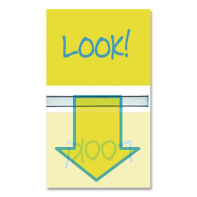 Pop-Up Fab Page Flags W/Dispenser, "Look!", Purple/Yellow; Yellow/Teal, 100/Pack