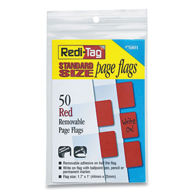 Easy-To-Read Self-Stick Index Tabs, 0.43" Wide, Red, 50/Pack