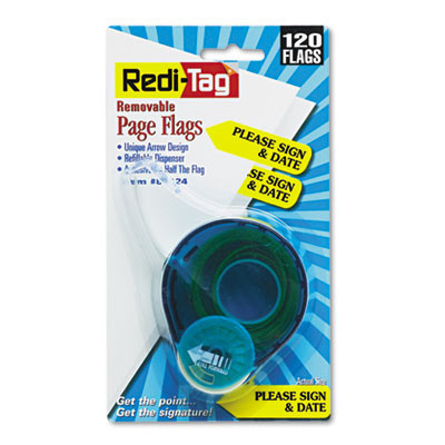 Arrow Message Page Flags In Dispenser, "Please Sign And Date", Yellow, 120 Flags