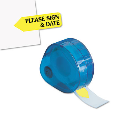 Arrow Message Page Flag Refills, "Please Sign And Date", Yellow, 120/Roll, 6 Rolls
