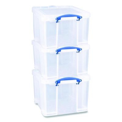 Snap-Lid Storage Bin, 8.45 Gal, 14" X 18" X 12.25", Clear/Blue, 3/Pack