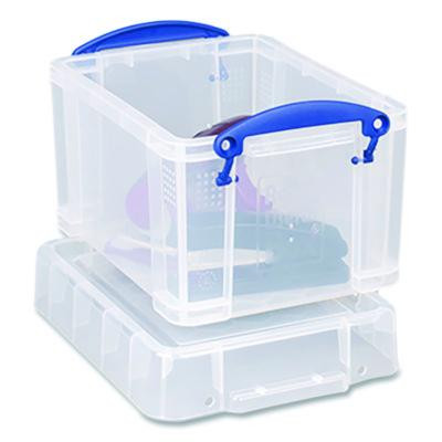 Snap-Lid Storage Bin, 101.12 Oz, 7.06" x 9.62" x 6.25", Clear Box/Blue Handle