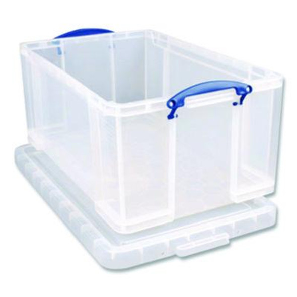 Snap-Lid Storage Bin, 11.09 Gal, 17.31" X 20.5" X 12.25", Clear/Blue