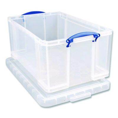 Snap-Lid Storage Bin, 11.09 Gal, 17.31" X 20.5" X 12.25", Clear/Blue