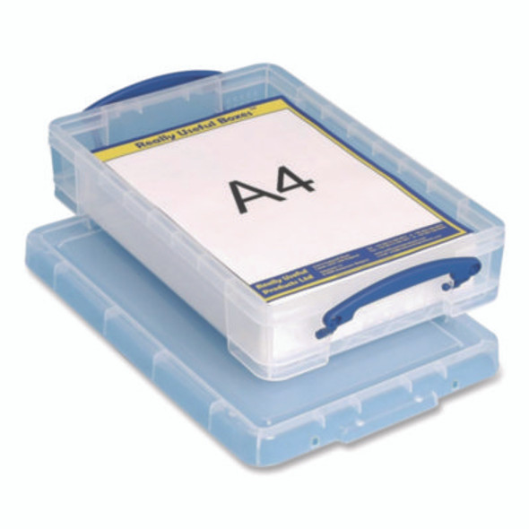 Snap-Lid Storage Bin, 1.05 Gal, 10.25" X 14.5" X 3.37", Clear/Blue