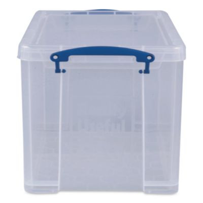 Snap-Lid Cd/Dvd Storage Bin, 1.72 Gal, 7.13" X 17.25" X 6.25", Clear/Blue