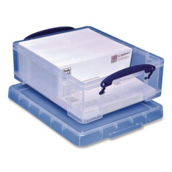 Snap-Lid Storage Bin, 2.14 Gal, 11" X 14" X 5", Clear/Blue