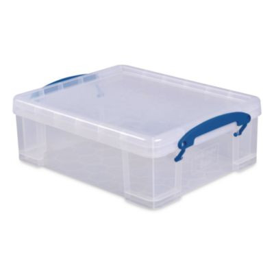 Snap-Lid Storage Bin, 2.14 Gal, 11" X 14" X 5", Clear/Blue