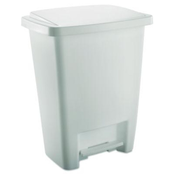 Step-On Waste Can, 8.25 Gal, Plastic, White