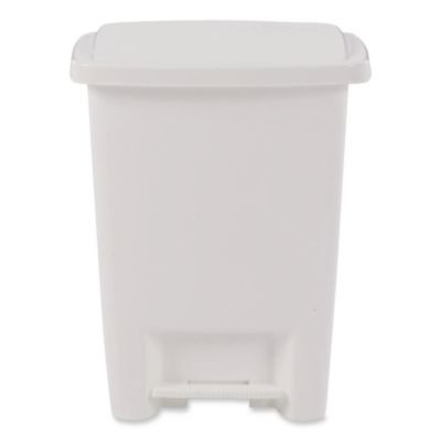 Step-On Waste Can, 8.25 Gal, Plastic, White