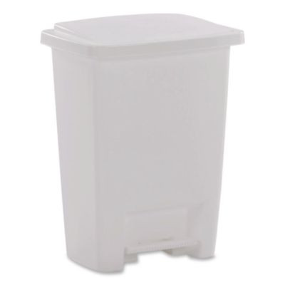 Step-On Waste Can, 8.25 Gal, Plastic, White