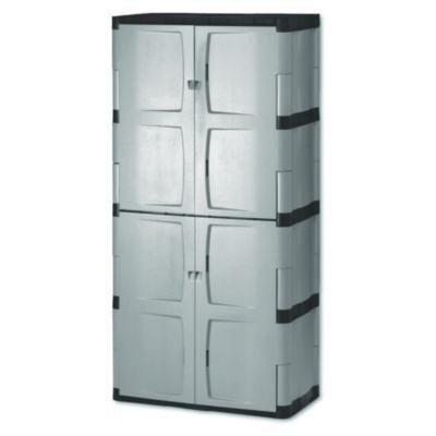 Double-Door Storage Cabinet - Base/Top, 36w X 18d X 72h, Gray/Black