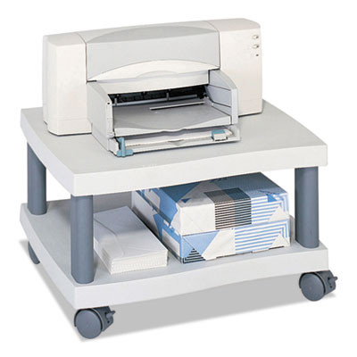 Wave Design Under-Desk Printer Stand, Plastic, 2 Shelves, 20" x 17.5" x 11.5", Light Gray/Charcoal Gray