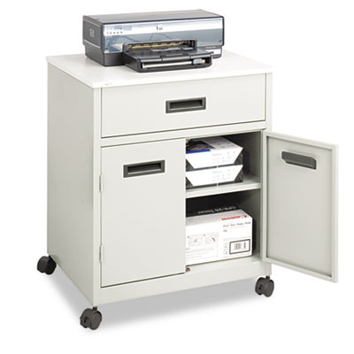 Steel Machine Stand With Pullout Drawer, Engineered Wood, 3 Shelves, 1 Drawer, 25" x 20" x 29.75", Gray