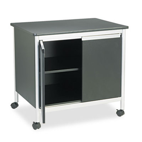 Deluxe Steel Machine Stand, Metal, 3 Shelves, 32" x 24.5" x 30.25", Black