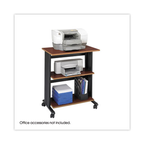 Muv Three Level Machine Cart/Printer Stand, Engineered Wood, 3 Shelves, 29.5" x 20" x 35", Cherry/Black