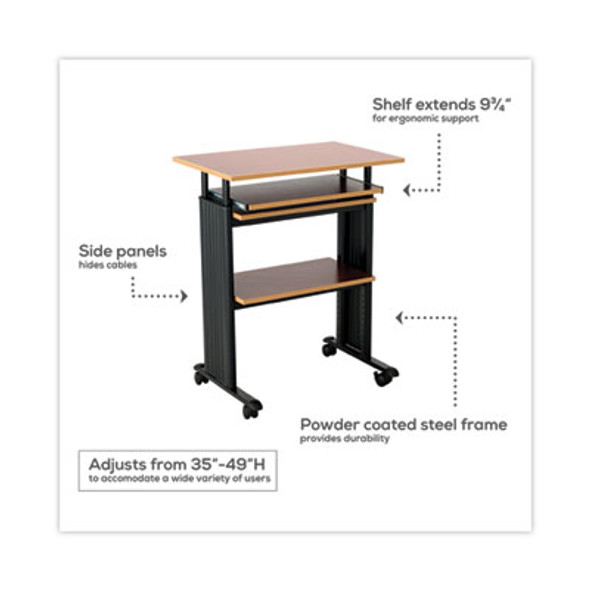 Muv Stand-Up Adjustable-Height Desk, 29.5" X 22" X 35" To 49", Cherry/Black