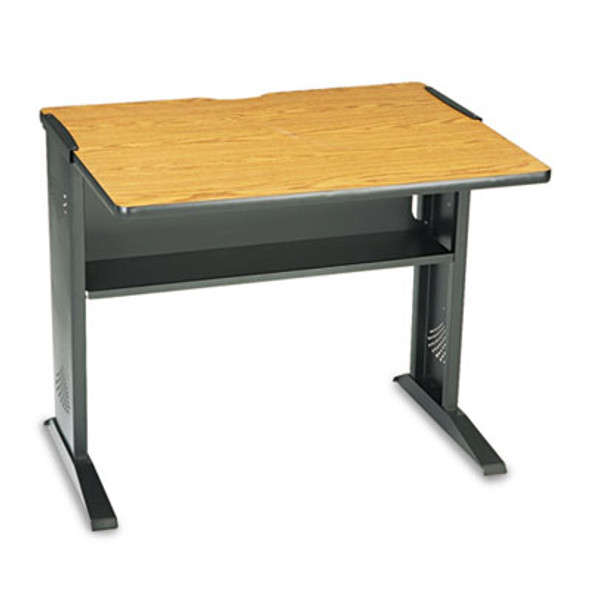 Computer Desk With Reversible Top, 35.5" X 28" X 30", Mahogany/Medium Oak/Black